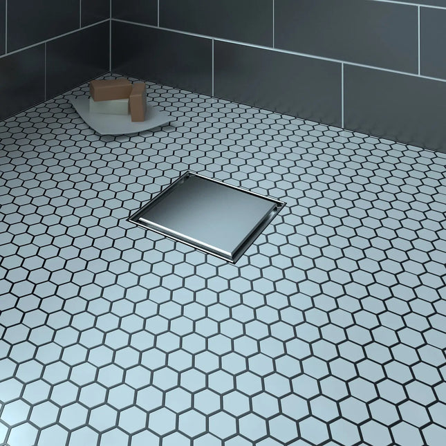Zitta Square stainless steel grate 8" x 8" reversible, solid or to tile, for shower, Zitta collection AD0808CLB16 - Plumbing Market