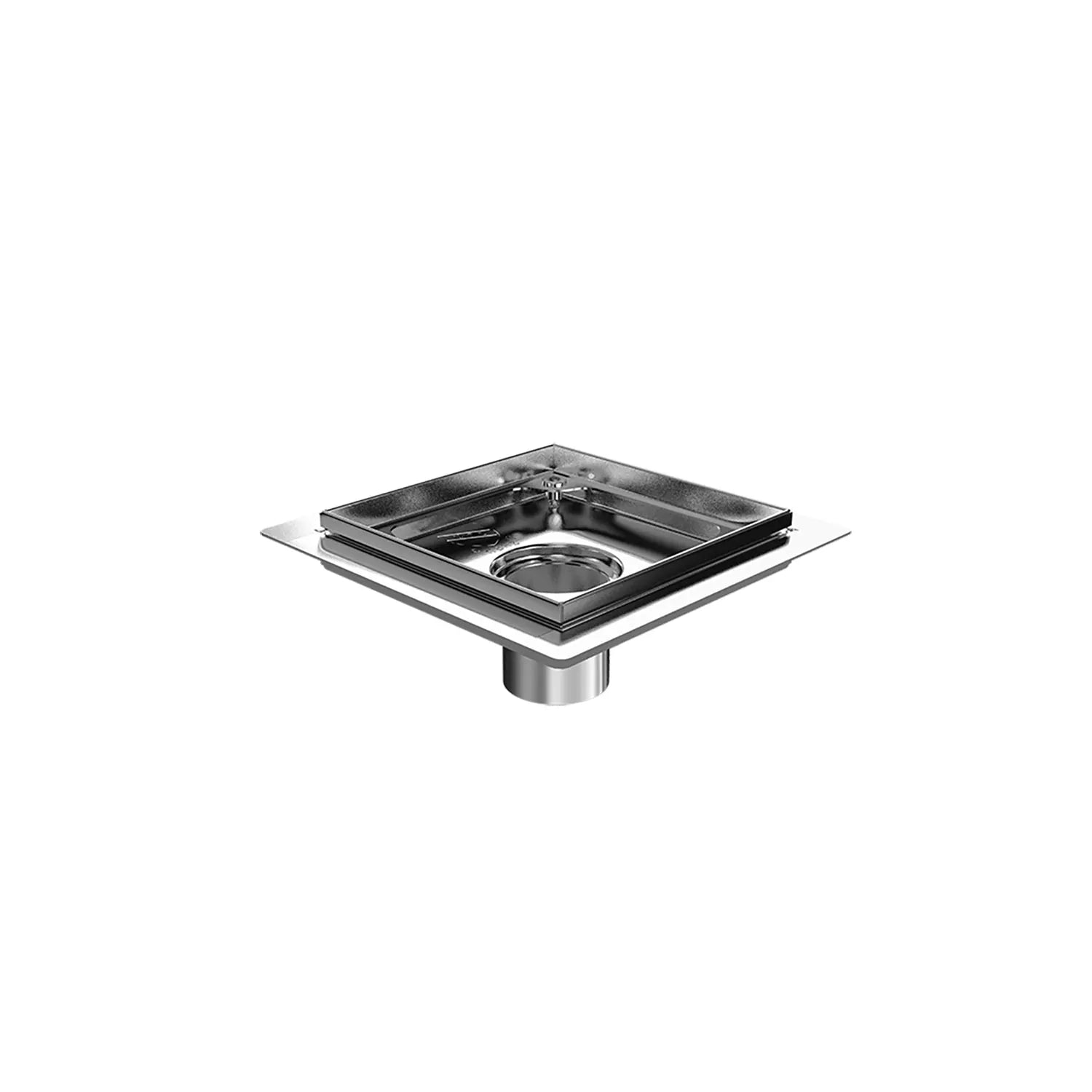 Zitta Square stainless steel grutter rough-in 8" x 8", for shower, Zitta collection AD0808CLZ16 - Plumbing Market
