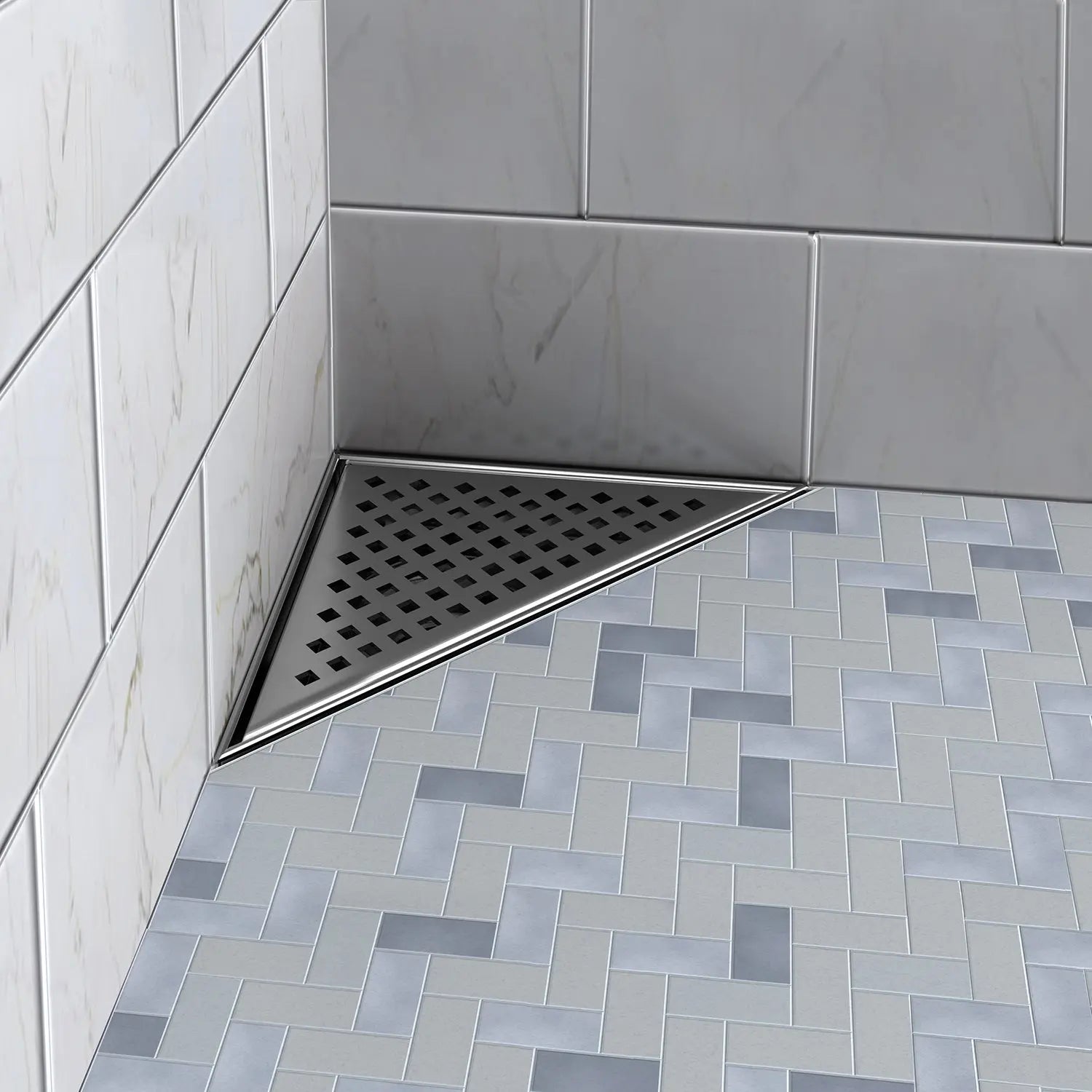 Zitta Stainless steel grate triangle 8" x 8" square pattern, stainless steel, for shower, Zitta collection AD0808TRA16 - Plumbing Market