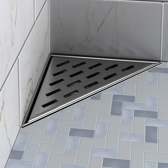 Zitta Triangle stainless steel grate 6" x 6" rectangular pattern, for shower, Zitta collection AD0606TRA26 - Plumbing Market