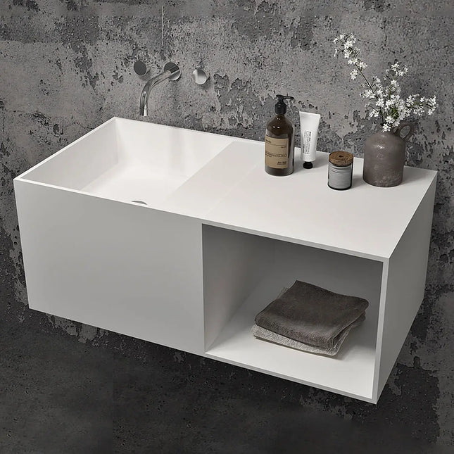 Zitta Wall sink 39" x 19" with niche matte white, Slik Portfolio collection CKW3919SR0X - Plumbing Market