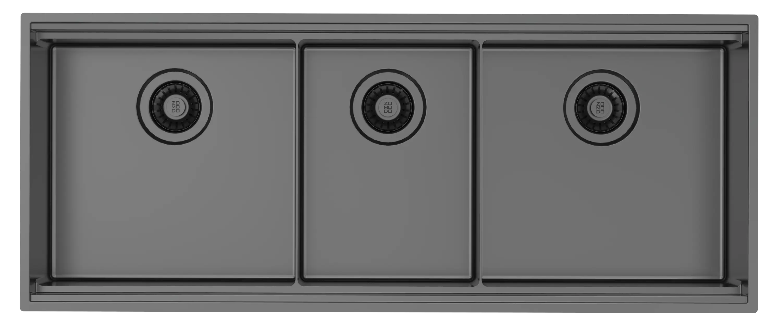 Zomodo Boutique 44" Workstation Triple Bowl Kitchen Sink - Black Pearl