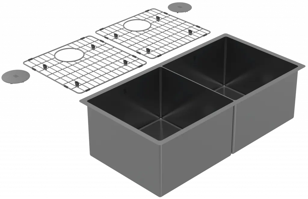 Zomodo Cayman 34" Double Bowl 50/50 Kitchen Sink Black Pearl