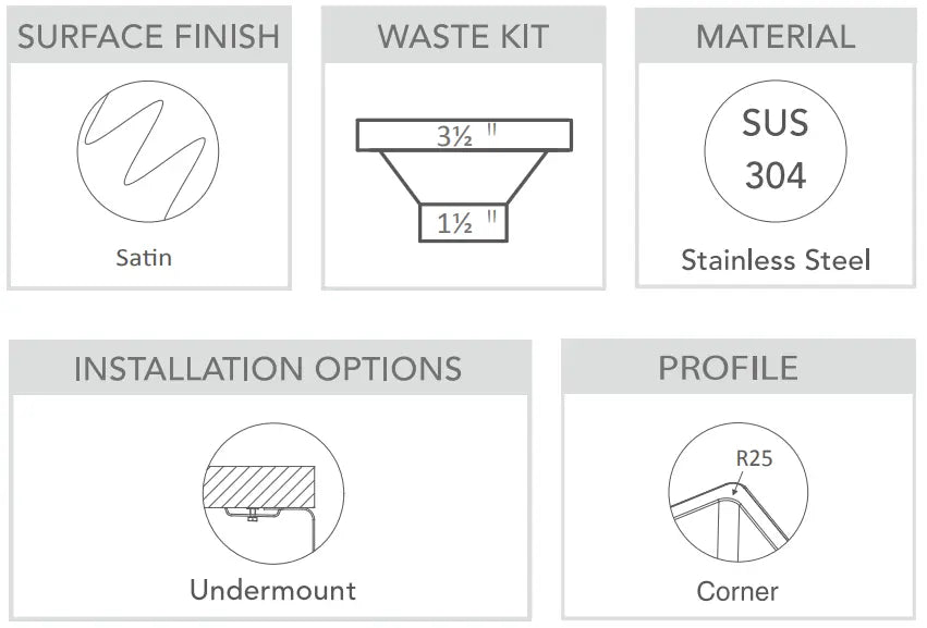 Zomodo Zeffiro 24" Laundry Sink Single Black Pearl ZLC130U-BK