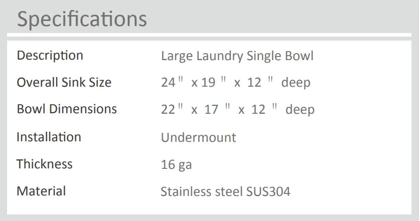 Zomodo Zeffiro 24" Laundry Sink Single Black Pearl ZLC130U-BK