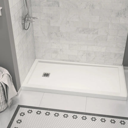 Zone Square 60 x 32 Acrylic Alcove or Corner Shower Base in White with Left-Hand Drain - Plumbing Market