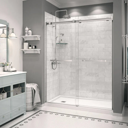 Zone Square 60 x 32 Acrylic Alcove or Corner Shower Base in White with Left-Hand Drain - Plumbing Market