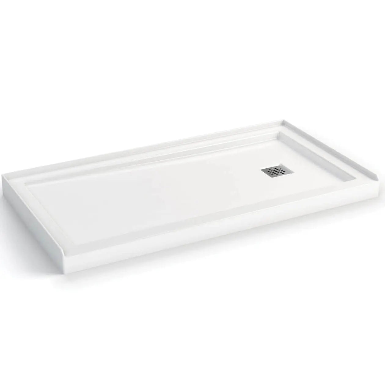 Zone Square 60 x 32 Acrylic Alcove or Corner Shower Base in White with Right-Hand Drain - Plumbing Market