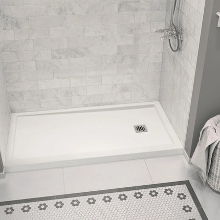 Zone Square 60 x 32 Acrylic Alcove or Corner Shower Base in White with Right-Hand Drain - Plumbing Market