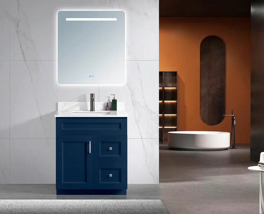 Zuuz Hampton Bathroom Vanity With Quartz Counter Top 30 Inch Right Doors - Plumbing Market