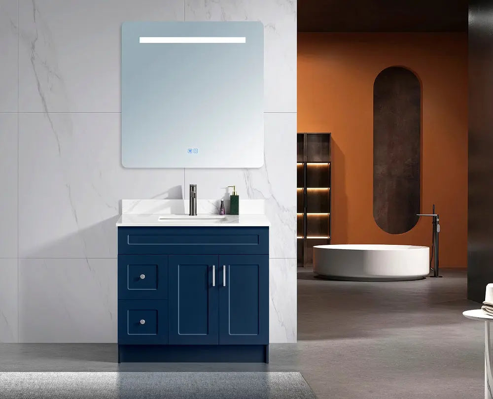 Zuuz Hampton Bathroom Vanity With Quartz Counter Top 42 Inch Left Doors - Plumbing Market