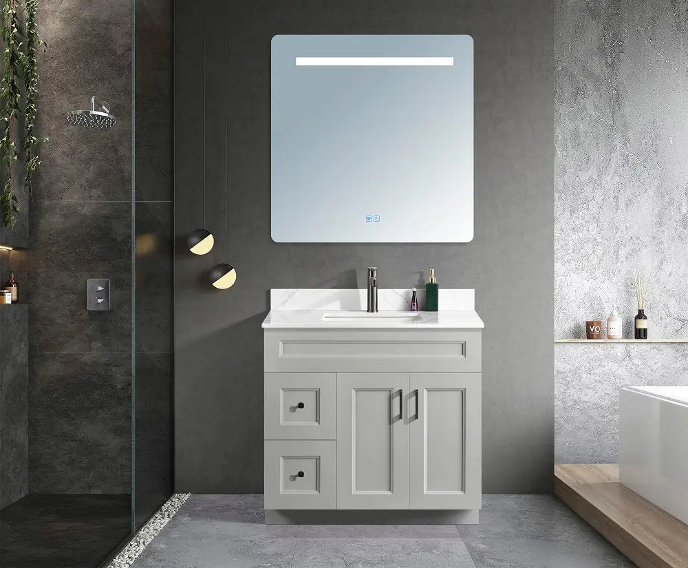 Zuuz Hampton Bathroom Vanity With Quartz Counter Top 36 Inch Left Doors - Plumbing Market
