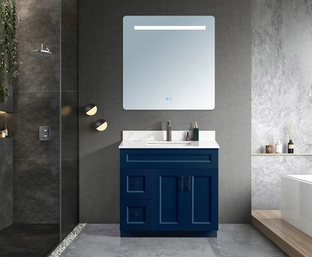 Zuuz Hampton Bathroom Vanity With Quartz Counter Top 36 Inch Left Doors - Plumbing Market