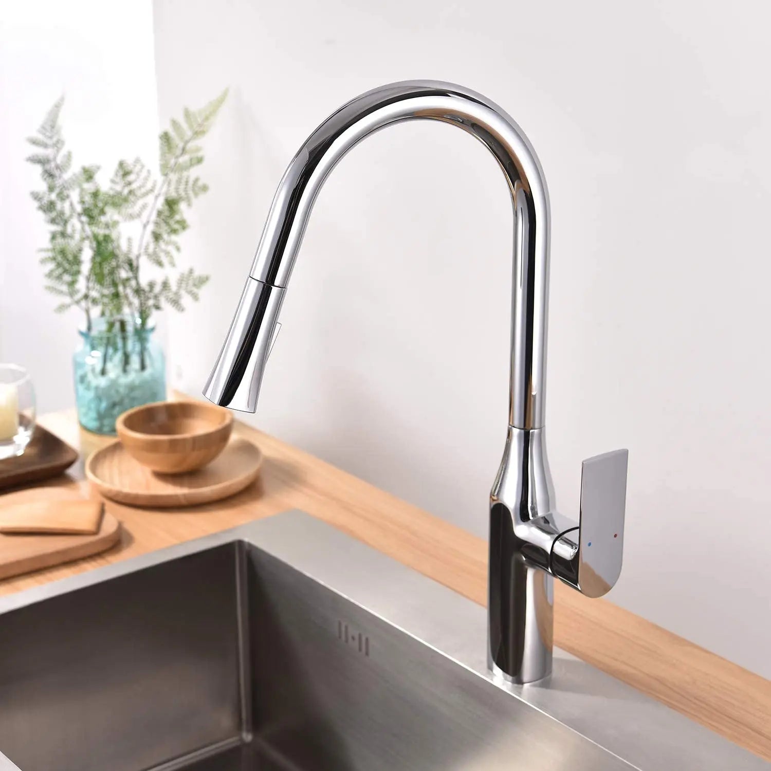 Zuuz Timelyss Pull-Down Dual Spray Kitchen Faucet Solid Brass - Plumbing Market