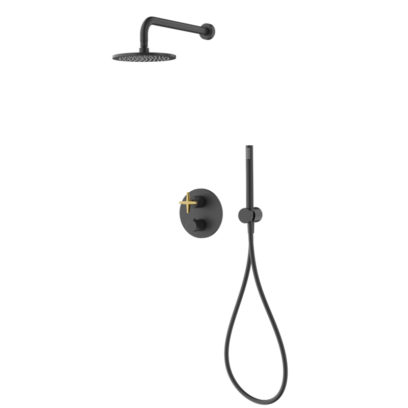 Rubi Lexa 1/2" Thermostatic Shower Set with 8" Shower Head and 16" Horizontal Arm RLX2A40-13N