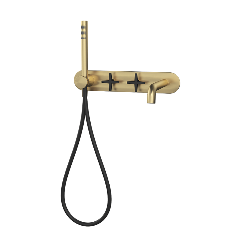 Rubi Lexa Wall-Mounted Bath Faucet Brushed Gold / Matte Black RLX32DORBK