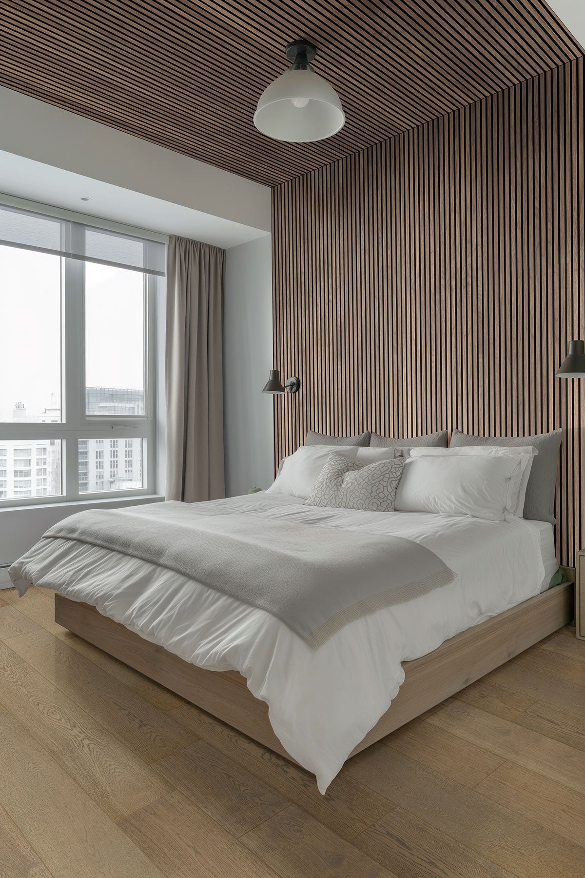 MSI Tawny 9.5 x 120 Wood slat panel (WPNL-ACWFLTTAWN9.5X120) – MSI room scene (bedroom)