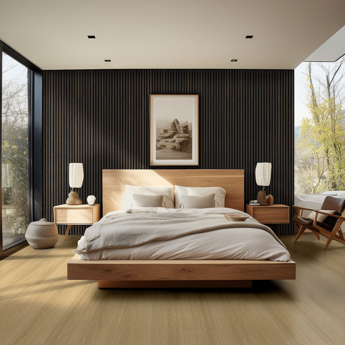 MSI Umber 9.5 x 120 Wood slat panel (WPNL-ACWFLTUMBE9.5X120) – MSI room scene (bedroom)