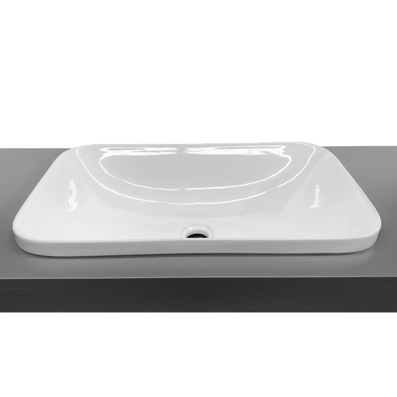 Rubi Semi-Recessed Rectangular Basin White Gloss RKN1031BL