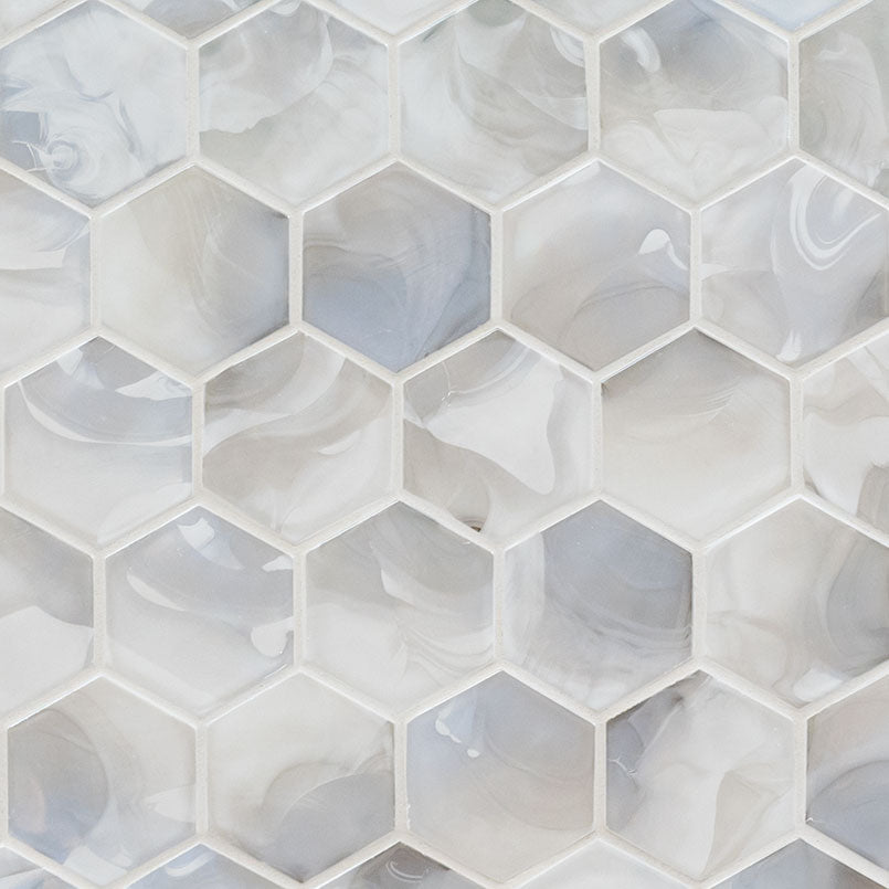 MSI Akoya Pearl 3" Hexagon Glass mosaic (SMOT-GLS-AKOPEAHEX6MM) – MSI product image