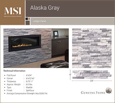 MSI Alaska Gray stacked stone 6 x 24 (LPNLMALAGRY624)