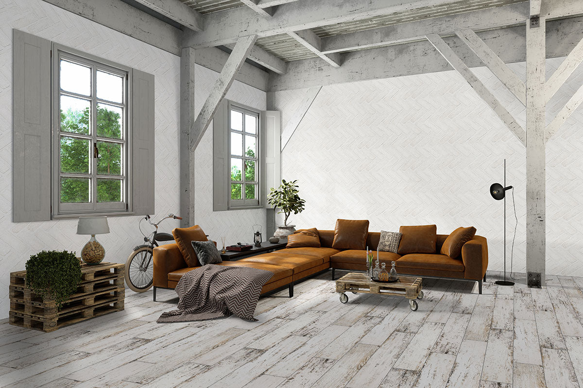 MSI Alpine White 2.25 x 10.75 Natural Clay trim (SMOT-CLACOR-ALPWHI) – MSI room scene