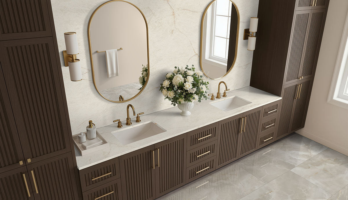 MSI Exotika Alura 24 x 48 Polished Porcelain tile (NALU2448P) – MSI room scene (bathroom)