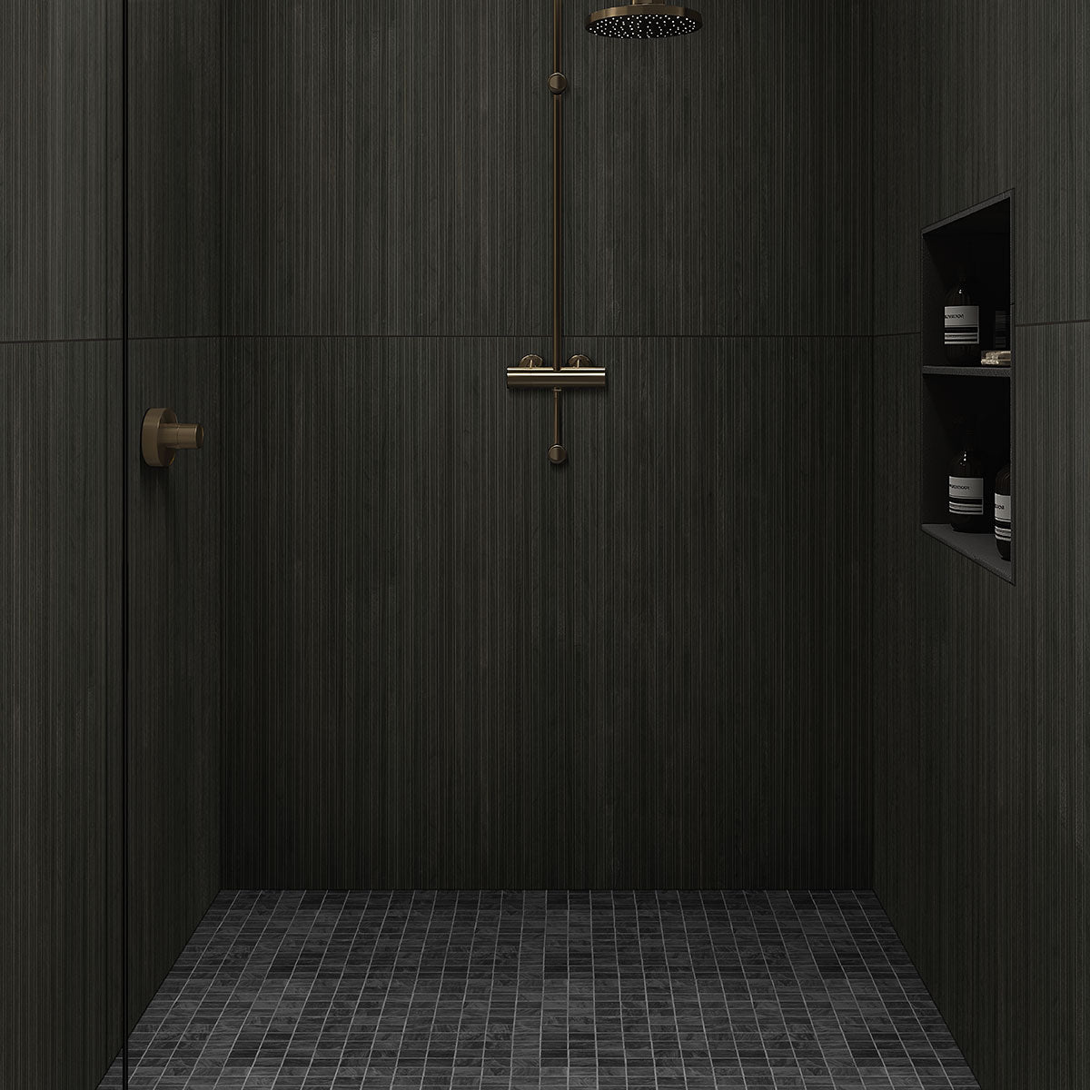 MSI Durban Anthracite 3 x 24 Matte Porcelain trim (NDURANT3x24BN) – MSI room scene (bathroom)