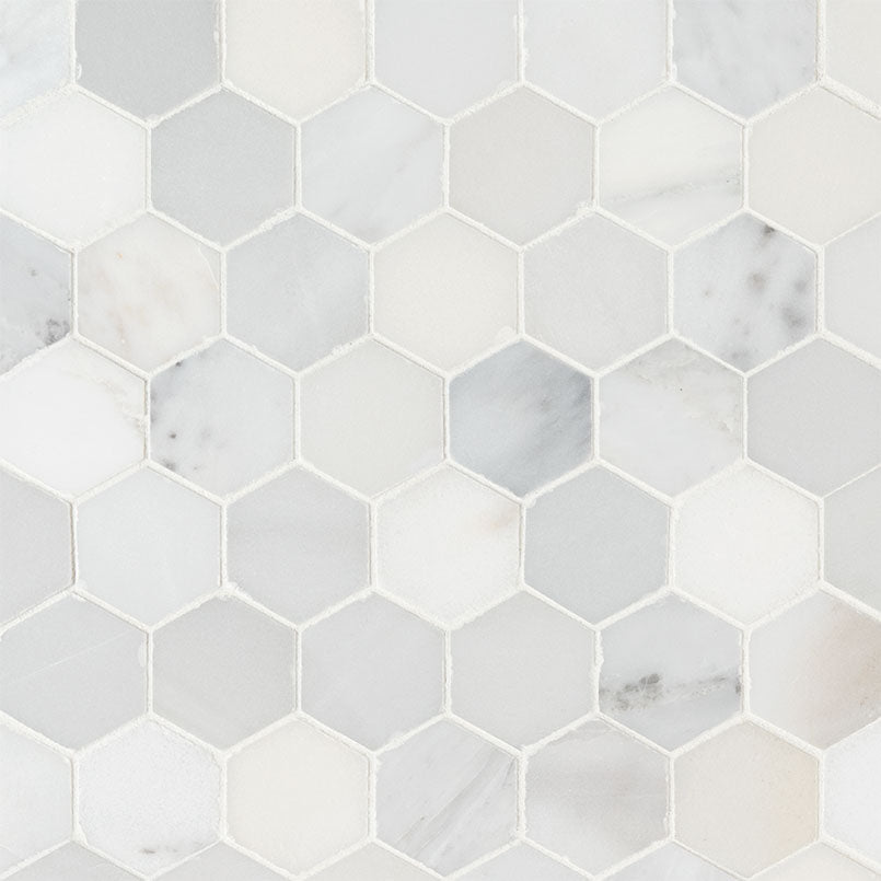 MSI Arabescato Carrara 2" Hexagon Honed Marble mosaic (SMOT-ARA-2HEXH) – MSI product image