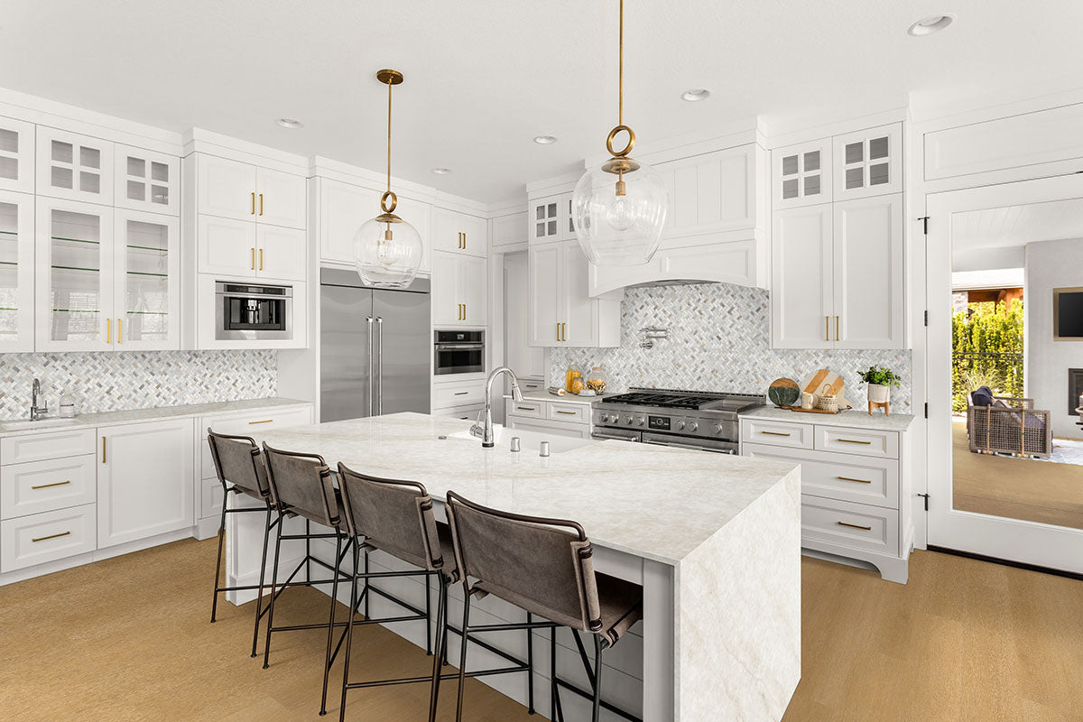 MSI Arabescato Venato White 1 x 2 Honed Marble mosaic (SMOT-ARAVEN-1X2HBH) – MSI room scene (kitchen)
