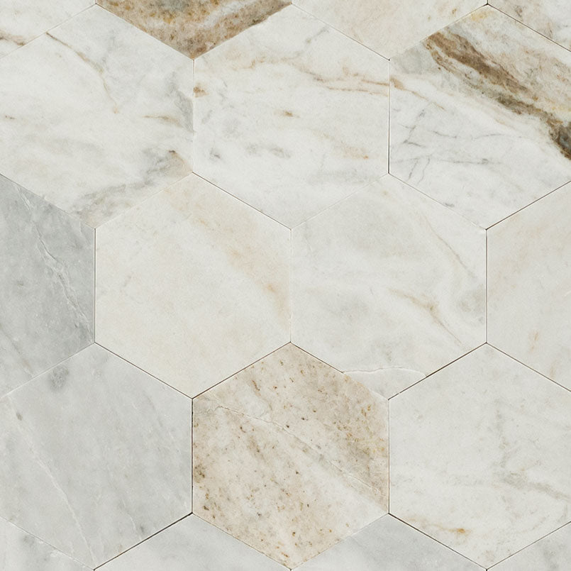 MSI Arabescato Venato Peel and Stick 4" Hexagon Honed Marble mosaic (SMOT-PNS-ARAVEN4HEX-4MM) – MSI product image