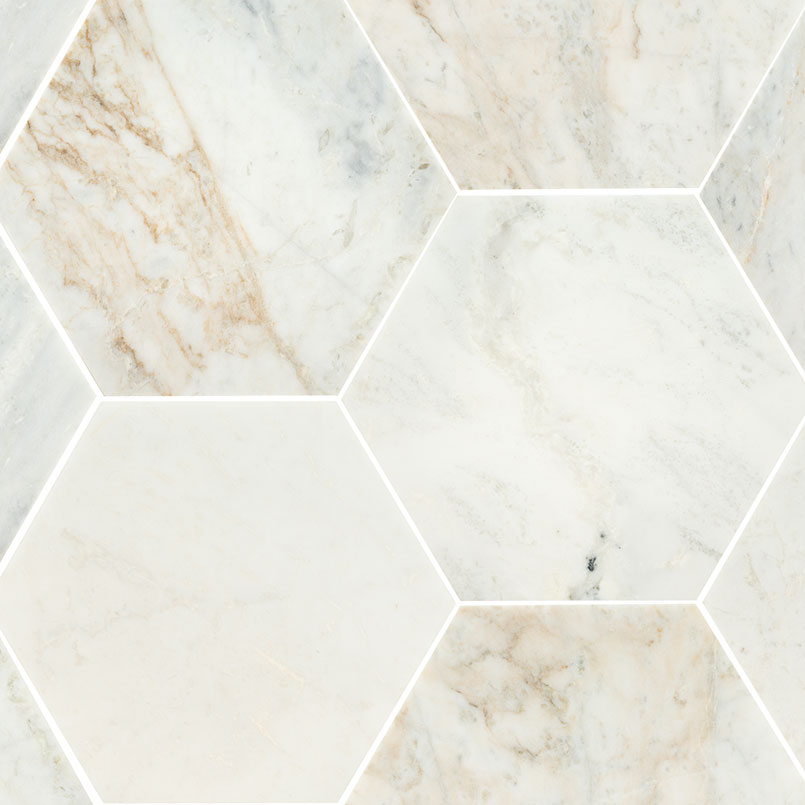 MSI Arabescato Venato 8" Hexagon Honed Marble tile (TARAVEN8HEXH) – MSI product image