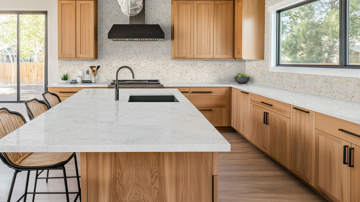 MSI Arabescato Venato White 1 x 2 Honed Marble mosaic (SMOT-ARAVEN-1X2HBH) – MSI room scene (kitchen)
