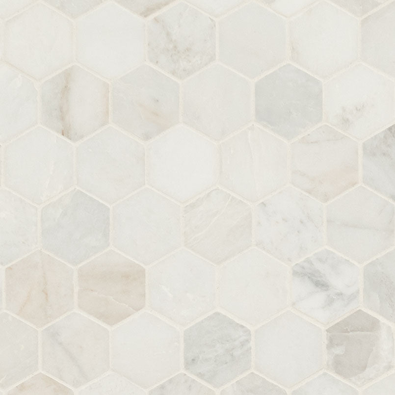 MSI Arabescato Venato White 2" Hexagon Honed Marble mosaic (SMOT-ARAVEN-2HEXH) – MSI product image