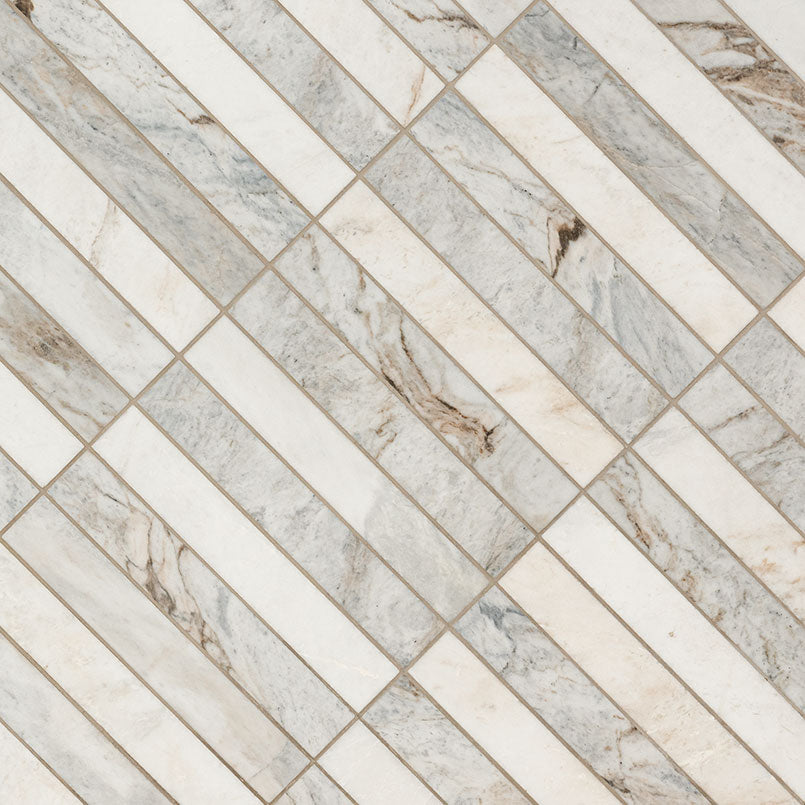 MSI Arabescato Venato White 2 x 12 Honed Marble mosaic (SMOT-ARAVEN-2X12STH) – MSI product image