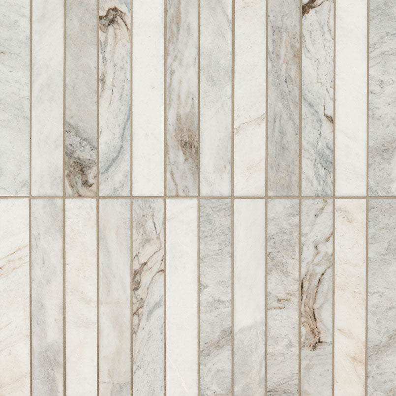MSI Arabescato Venato White 2 x 12 Honed Marble mosaic (SMOT-ARAVEN-2X12STH) – MSI product image