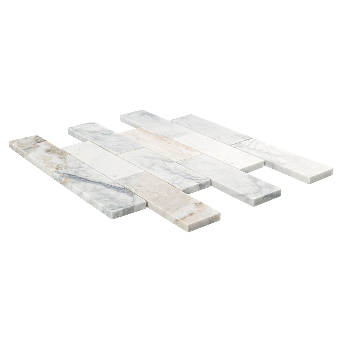 MSI Arabescato Venato White 2 x 6 Honed Marble mosaic (SMOT-ARAVEN-2X6H) – MSI product image