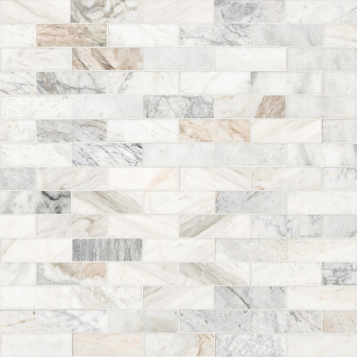 MSI Arabescato Venato White 2 x 6 Honed Marble mosaic (SMOT-ARAVEN-2X6H) – MSI product image