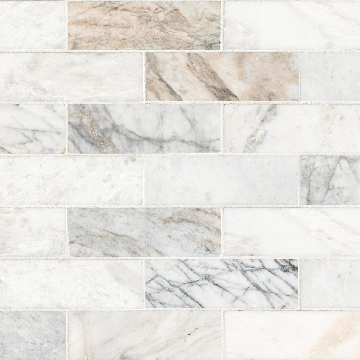 MSI Arabescato Venato White 2 x 6 Honed Marble mosaic (SMOT-ARAVEN-2X6H) – MSI product image