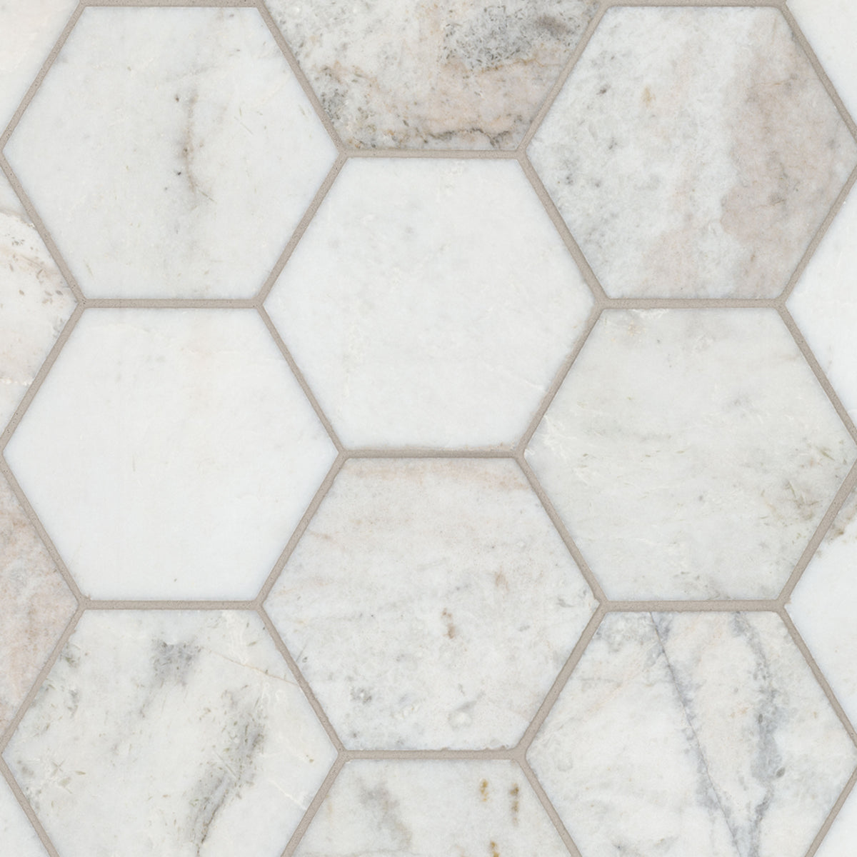 MSI Arabescato Venato White 5" Hexagon Honed Marble mosaic (SMOT-ARAVEN-5HEXH) – MSI product image