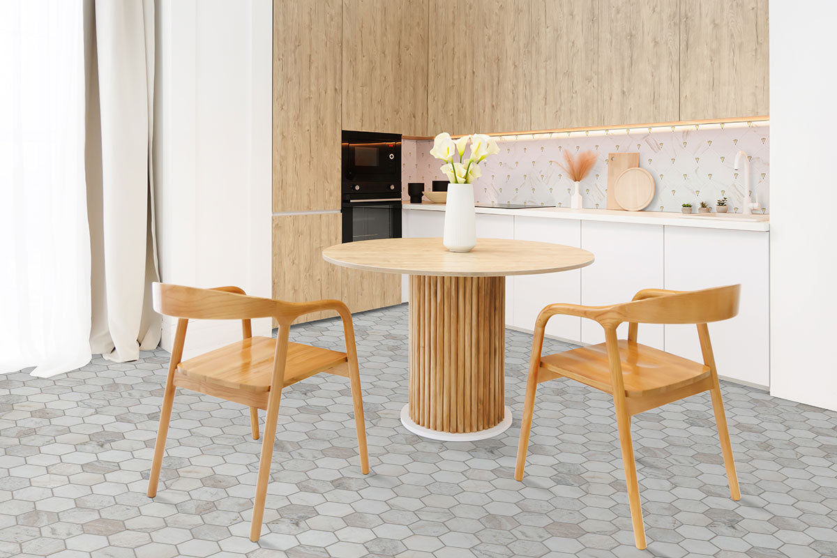 MSI Arabescato Venato White 5" Hexagon Honed Marble mosaic (SMOT-ARAVEN-5HEXH) – MSI room scene (kitchen)
