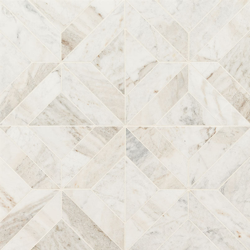 MSI Surfaces  3D View Arabescato Venato Argyle Geometric Pattern Tile