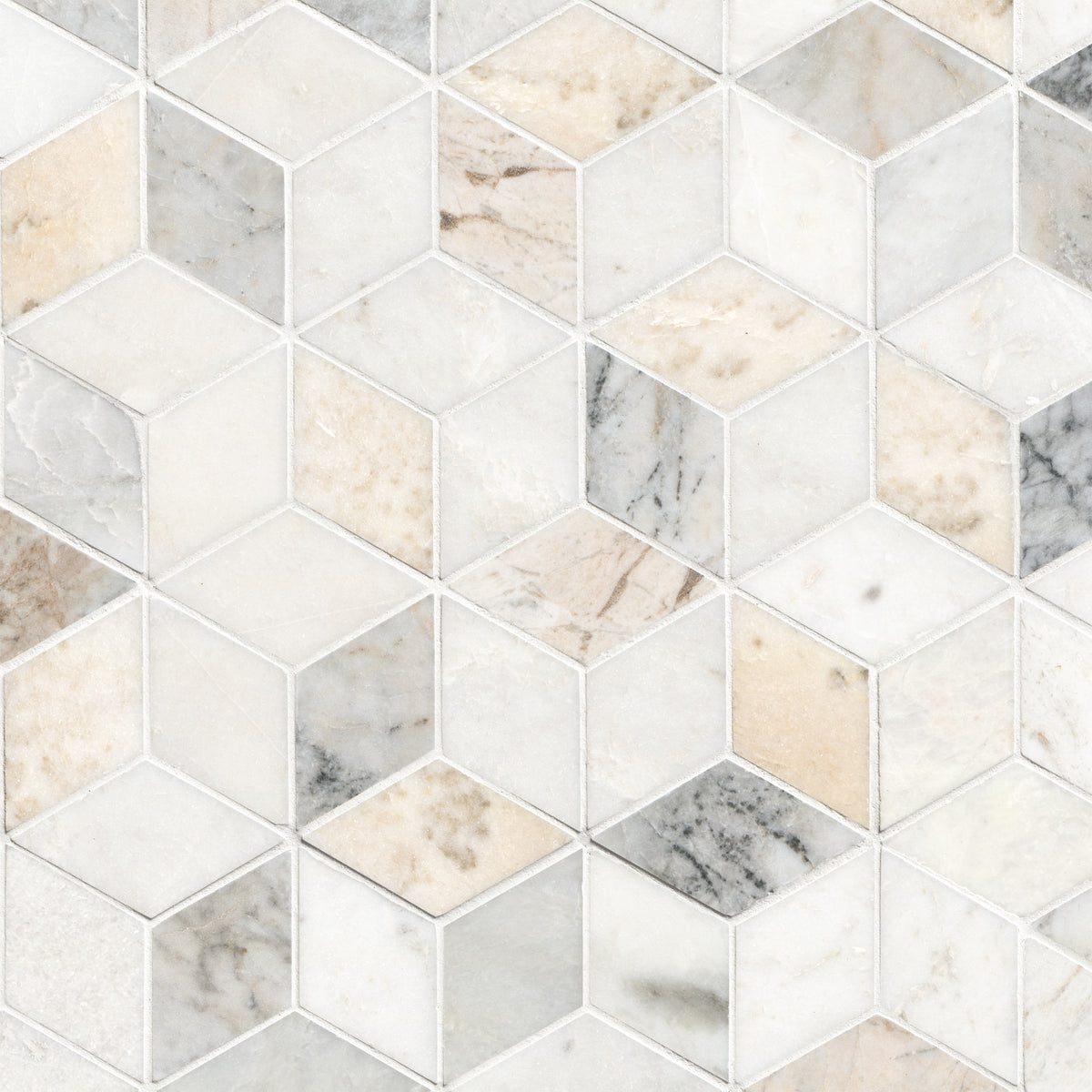 MSI Arabescato Venato White Cube Honed Marble mosaic (SMOT-ARAVEN-CUBEH) – MSI product image