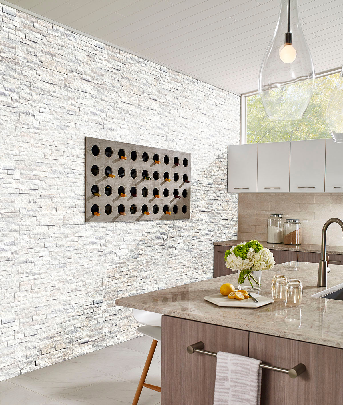 MSI Aria Bianco 12 x 24 Polished Porcelain tile (NARIBIA1224P) – MSI room scene (kitchen)