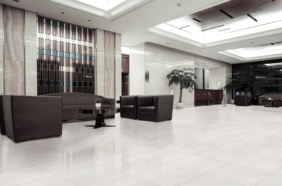 MSI Aria Ice 24 x 24 Polished Porcelain tile (NARICE2424P) – MSI room scene