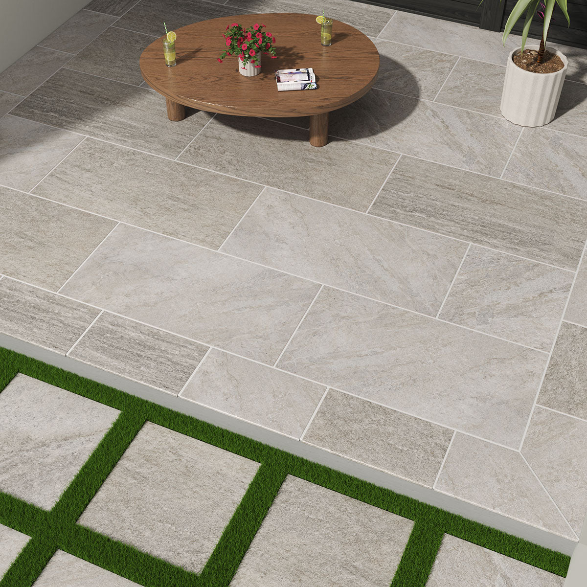 MSI Quartz Silver 24 x 48 Matte Porcelain paver (LPAVNQUASIL2448) – MSI room scene