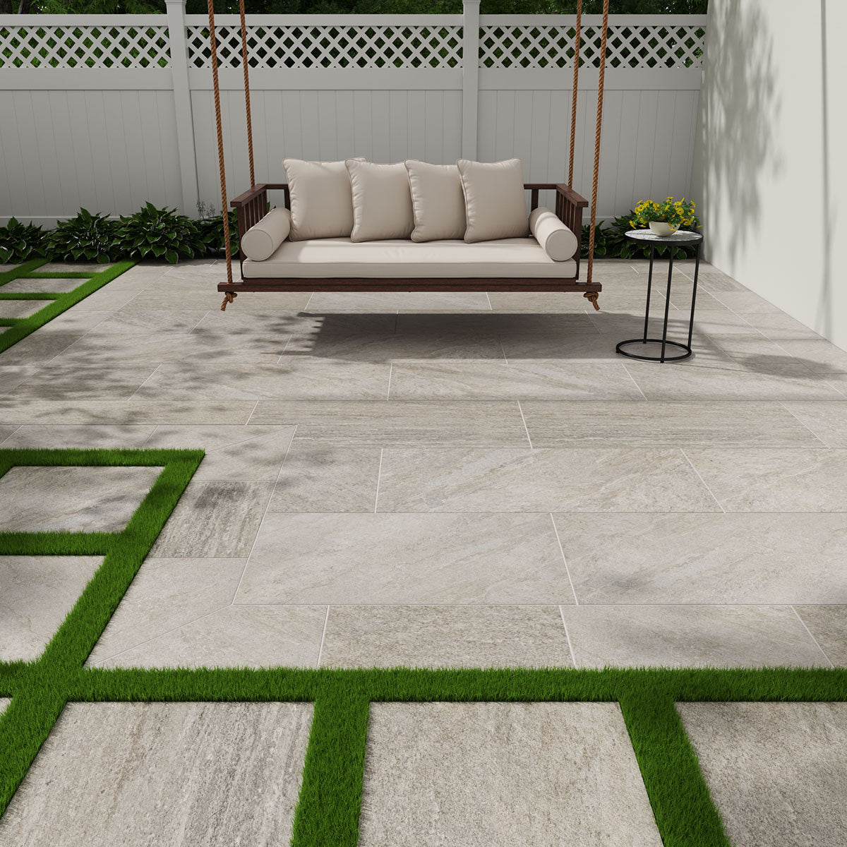 MSI Quartz Silver 24 x 48 Matte Porcelain paver (LPAVNQUASIL2448) – MSI room scene