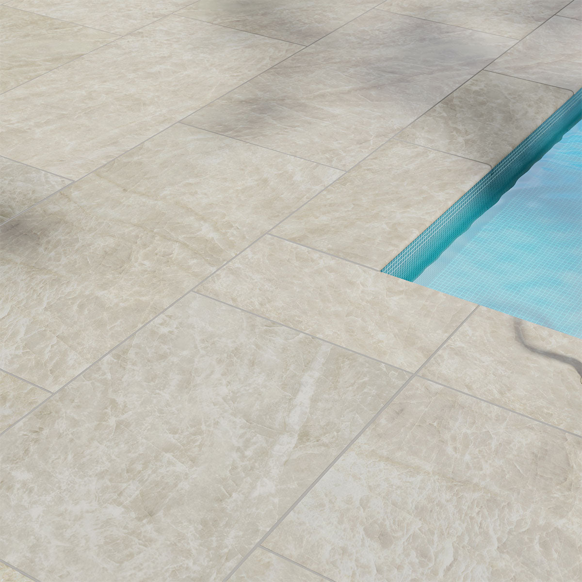 MSI Taja Ivory 13 x 24 Matte Porcelain pool coping (LCOPNTAJIVO1324-EE) – MSI room scene