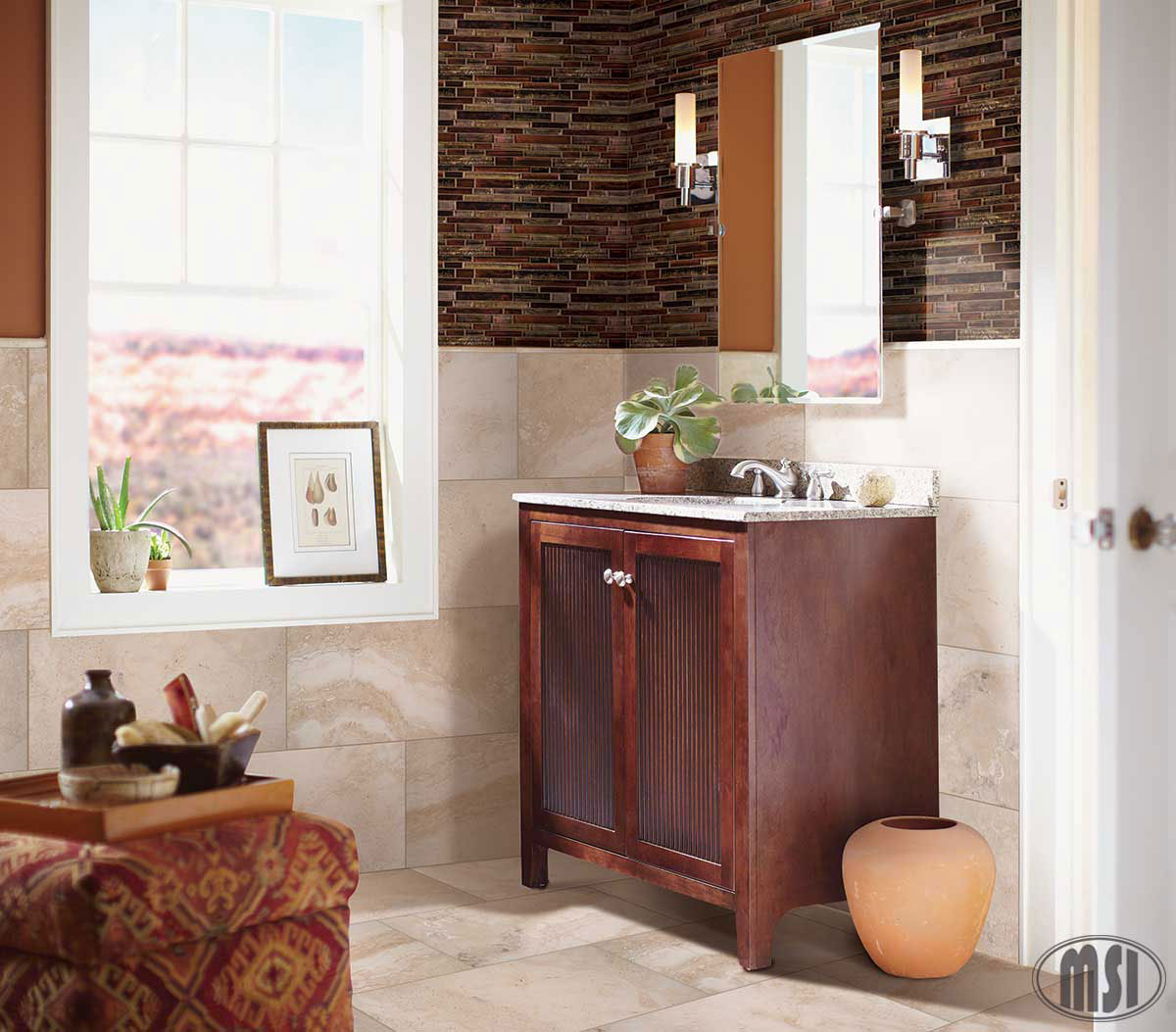 MSI Artista Interlocking Pattern Glass mosaic (SMOT-GLSIL-ARTISTA8MM) – MSI room scene