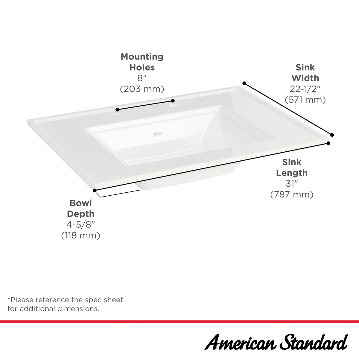 American Standard Town Square S Vanity Top with 8-Inch Widespread - details